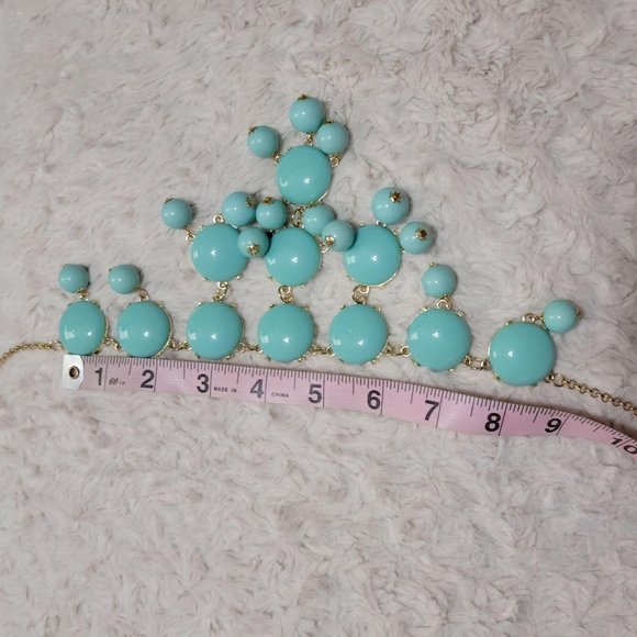 Light Blue Multi Layered Statement Necklace 26" - Picture 6 of 7